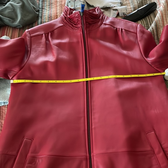 Tibor red Lamb leather car coat. New with tags. - Picture 4 of 5